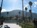 The Plaza de Armas in Yungay... I would soon be at the top of that mountain