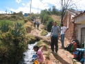 Outside the school in Cayepampa (the bars on the very right side is the door)